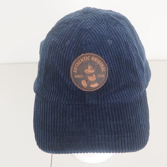 Disney Mickey Mouse Blue Corduroy Disney Parks Baseball Hat Adjustable Snap Back - Picture 1 of 10